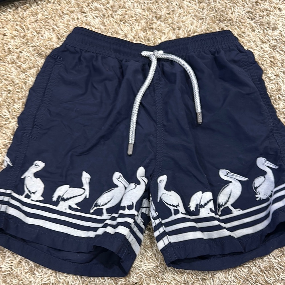 Navy Pelican Print Swim Shorts